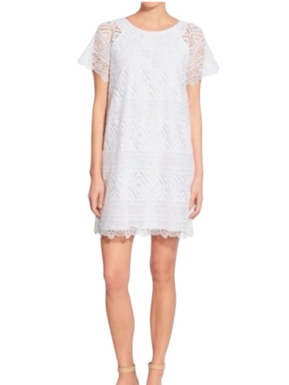Madewell White Lace Eyelet Shift Dress size 2